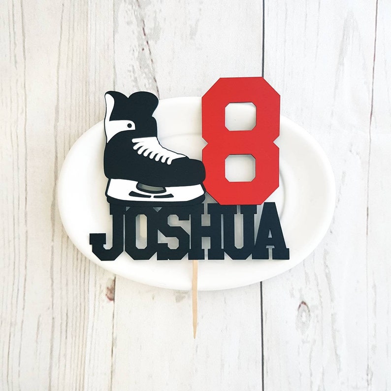 Personalized Hockey Cake Topper. Hockey Party Decor. Hockey Etsy