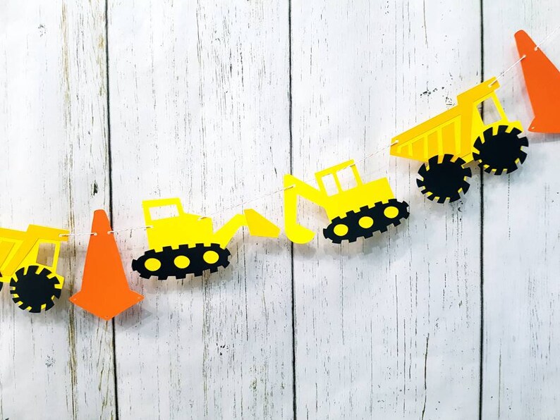 Boy/'s Birthday Decor. Construction Garland Construction Party D\u00e9cor Trucks Garland