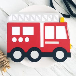 Firetruck Greeting Card. Firetruck Birthday Card. Firefighter Greeting Card.
