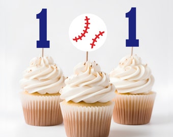 Baseball Themed Cupcake Toppers. Baseball and Age Cupcake Toppers. Baseball Party Decorations. Choice of Age.