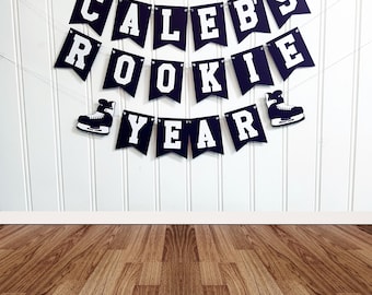 Personalized First Birthday Rookie Year Handmade Custom Cardstock Banner Party Decoration