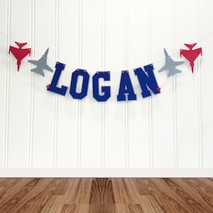Jet Fighter Plane Handmade Custom Cardstock Banner Party Decoration
