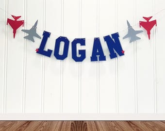 Jet Fighter Plane Handmade Custom Cardstock Banner Party Decoration
