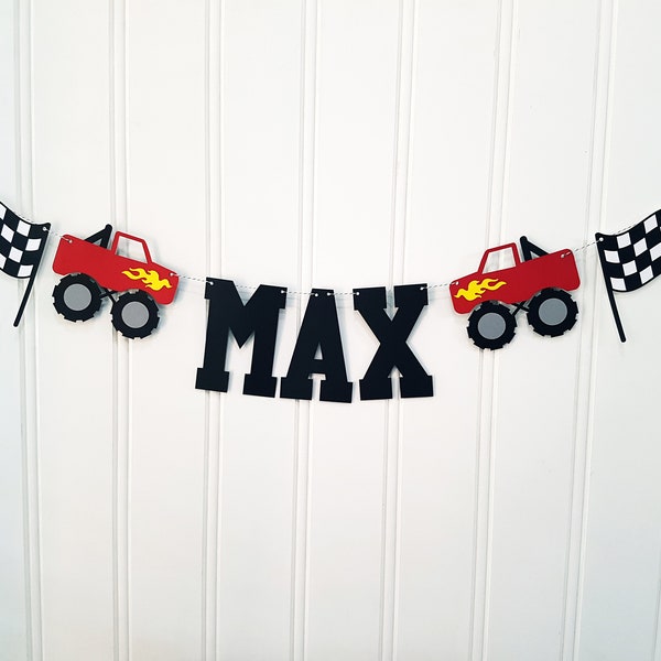 Monster Truck Banner. Monster Truck Birthday Banner. Monster Truck Party Décor.