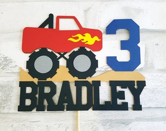 Personalized Monster Truck Handmade Custom Cardstock Cake Topper Party Decoration