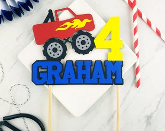 Personalized Monster Truck Handmade Custom Cardstock Cake Topper Party Decoration