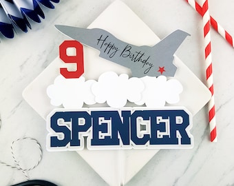Personalized Jet Plane Handmade Custom Cardstock Cake Topper Party Decoration