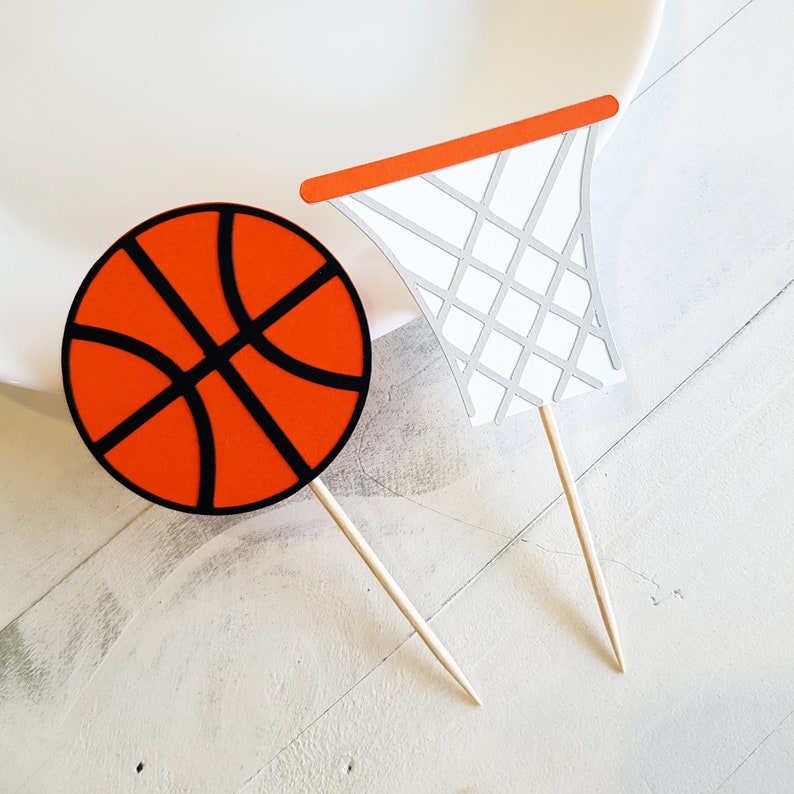 BOXOB 24 Stück Basketball Cupcake Topper - 3D Basketball Ringe Für Sport-Party Dekoration
