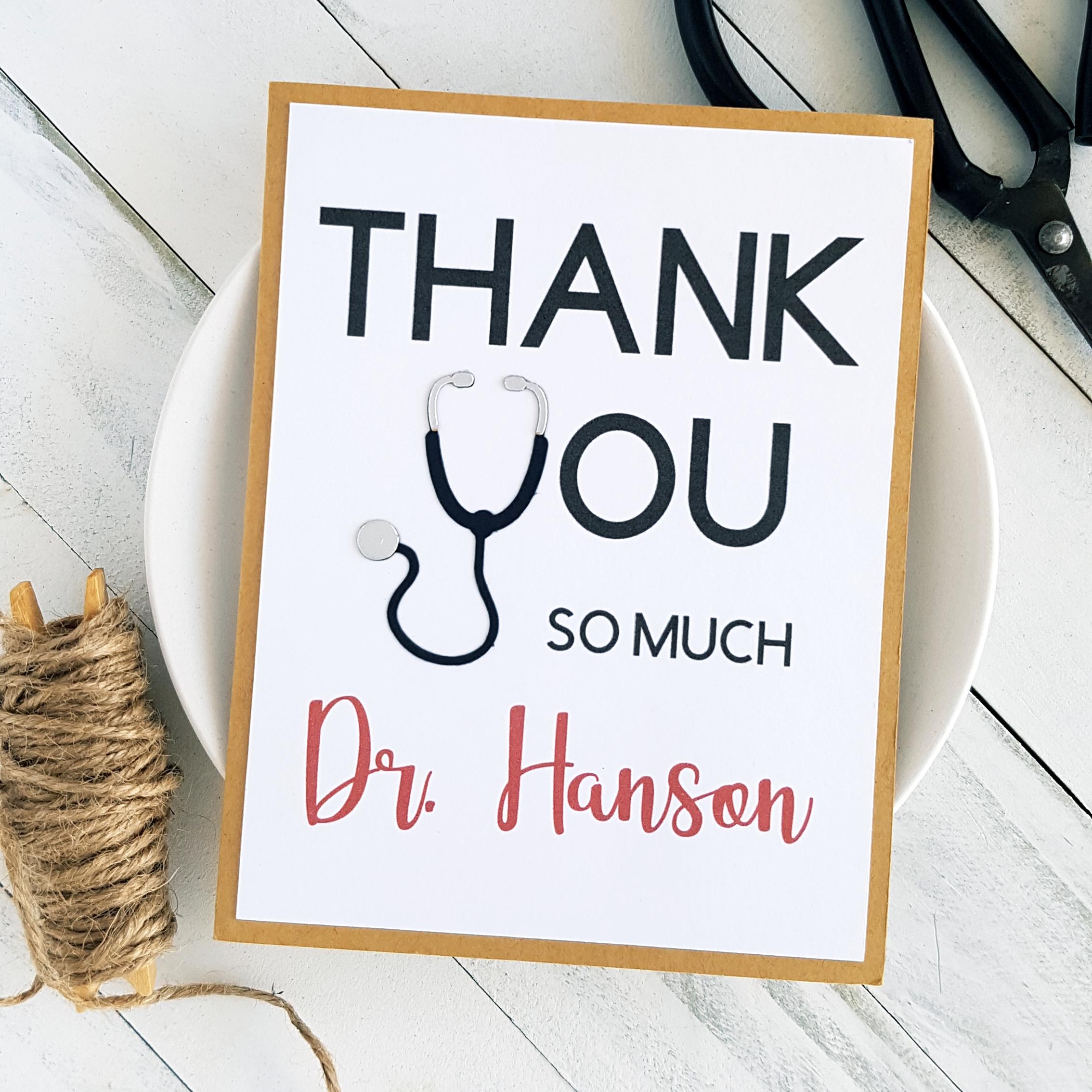 Personalized Doctor Thank You Card: Stethoscope Handmade Card - Etsy