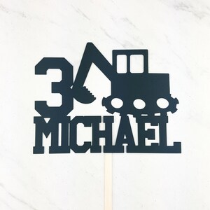 Personalized Construction Vehicle Handmade Custom Cardstock Cake Topper Party Decoration