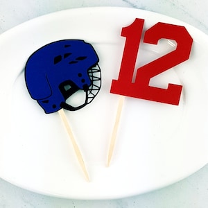 Hockey Helmet and Age Cupcake Toppers. Hockey Cupcake Toppers. Hockey Party Decorations. Choice of Colours.