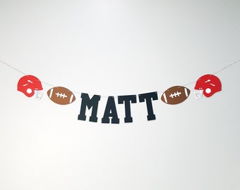 Football Name Banner. Football Party Decorations. Football Themed Party. Football Birthday Party. Super Bowl Party.