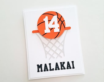 Personalized Basketball Greeting Card, Handmade Birthday Card.