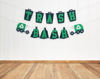 Trash Bash Birthday Banner. Trash Truck Party Decoration.