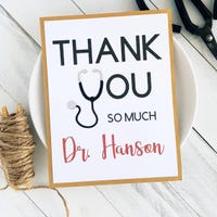 Doctor's Day Thank You Printable 5x7 Folded Greeting Card,heart Medical ...