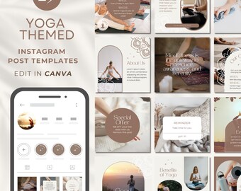 Yoga Instagram Post Templates: 25 Neutral Mandala Designs (Digital Download)