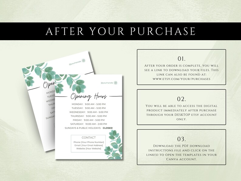 Opening Hours Sign Canva Template DIY Printable Businesshours Sign ...