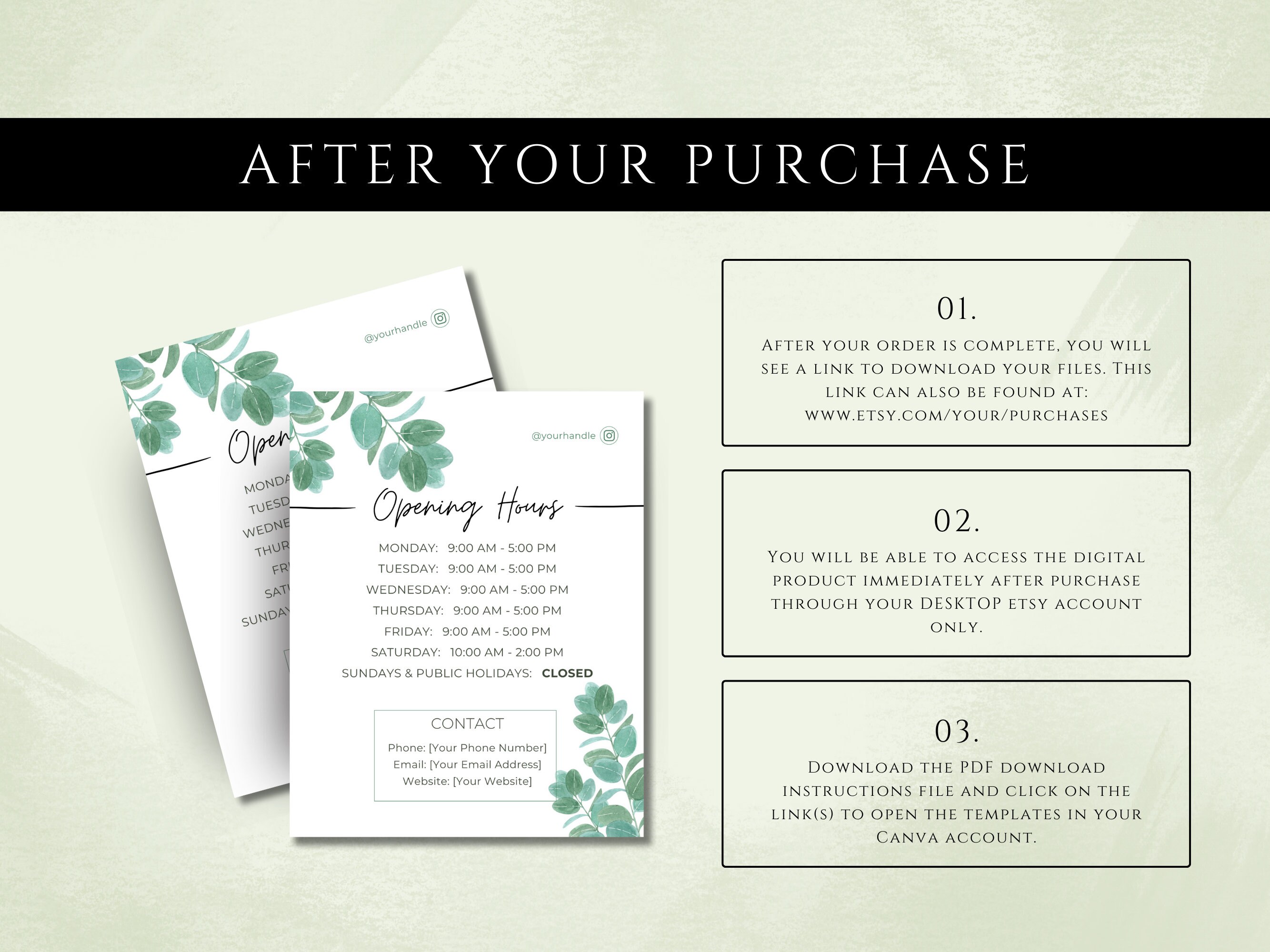 Opening Hours Sign Canva Template - DIY Printable Businesshours Sign ...