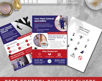 Pest Control Business Flyer Template Designs, Pest Controller Pamphlet, Pest Services Marketing Posters, A5 Flyer Exterminator Marketing
