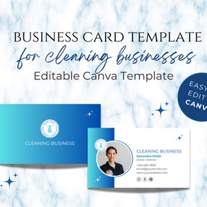 Cleaning Business Card Templates - DIY Printable Cleaning Company Business Cards, Editable Professional Cleaner Information Cards