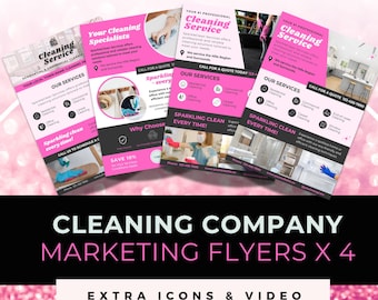 Pink Cleaning Business Flyer Templates, Home and Office Cleaner Pamphlet Design, DIY Flyer Template Design, Cleaning Printable Advertisement