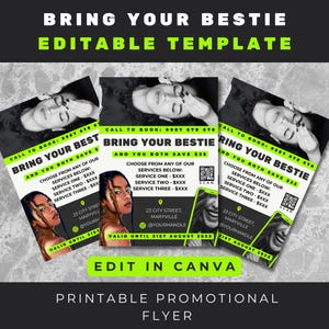 Neon Bring Your Bestie Sale Flyer, Bring A Friend Template, Printable Bring Your Bestie Deal Flyer, Hair Flyer Nail Flyer, Salon Sale Poster