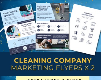 Cleaning Business Flyers Template, Home and Office Cleaner Pamphlet, DIY Flyer Template Design, Cleaning Printable Advertisement Blue Theme