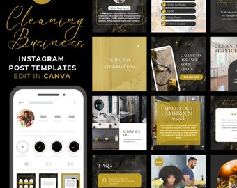 Modelli Instagram per imprese di pulizie: 50 post modificabili (Canva)
