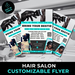 Neon Blue Bring Your Bestie Sale Flyer, Bring A Friend Template, Printable Bring Your Bestie Deal Flyer, Hair Flyer, Hairdresser Flyer