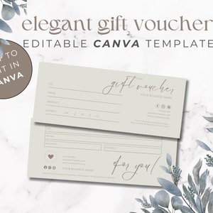 Modèles élégants sur toile pour chèques-cadeaux, chèques-cadeaux imprimables à faire soi-même, cartes-cadeaux modifiables, chèques-cadeaux imprimables pour petites entreprises