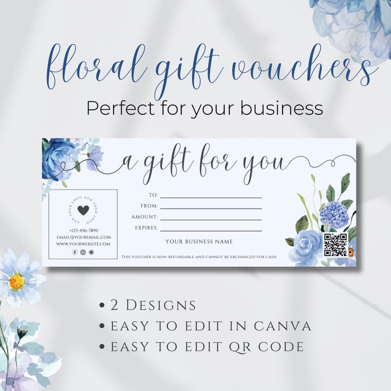 Floral Gift Voucher Templates, DIY Printable Gift Certificates ...