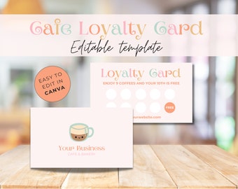 Editable Cafe Loyalty Card Template: DIY Printable (Digital Download)