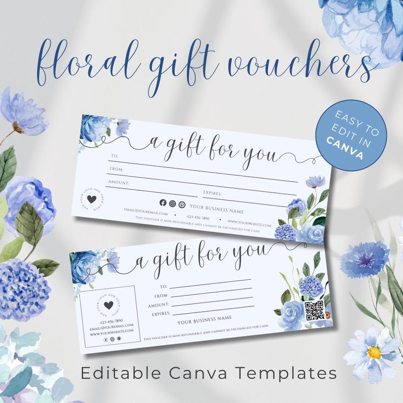 Floral Gift Voucher Templates, DIY Printable Gift Certificates ...