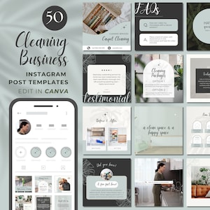 Cleaning Business Instagram Posts [Square] Professional Cleaner Instagram Posts, Cleaning Social Media Templates, Charcoal & Green Instagram