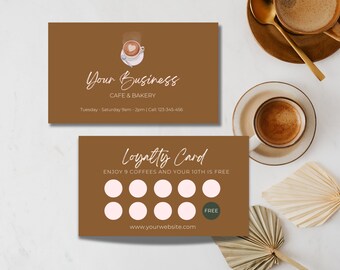 Coffee Shop Loyalty Card Template: DIY Printable (Digital Download)