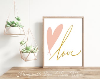 LOVE art, digital printable download, simple, modern, minimalist, nursery, anniversary, wedding, engagement, friends, print up to 16” x 20”