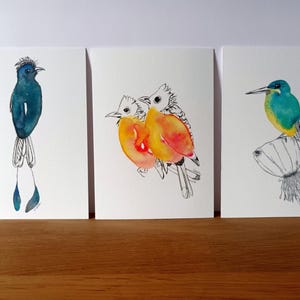 Lot de 3 cartes d'art oiseaux format A6 - mix and match!