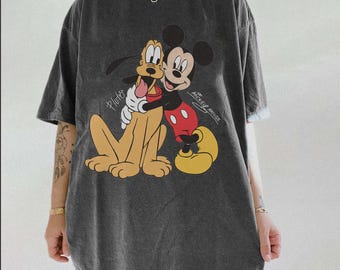 Camiseta Disney Mickey & Pluto Runaway Railway, regalo familiar para vacaciones en Disneyland, WDW Magic Kingdom, camiseta retro Disney.