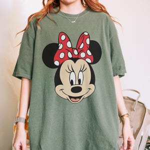 Comfort Colors® Minnie Mouse T Shirt, Disney Minnie Shirt, Minnie Checkered Shirt, Disney Gift Shirts, Disney Shirts Kids, Minnie Shirt Moss/Military Green