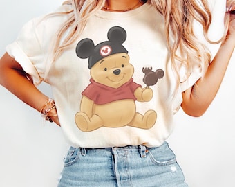 Vintage Disney Winnie The Pooh Teddy Winnie The Pooh Shirt, Pooh Mickey Ears Watercolor Shirt, Group Matching Shirt, Disneyland Shirt