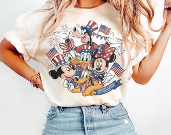 Mickey and Friends 4th July 2026 Shirt, Disney Independence Day Tee, Disneyland Family, Walt Disney World T-shirt
