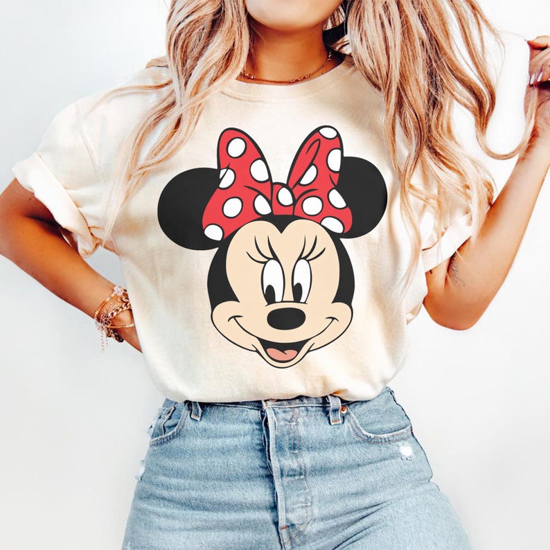 Comfort Colors® Minnie Mouse T Shirt, Disney Minnie Shirt, Minnie Checkered Shirt, Disney Gift Shirts, Disney Shirts Kids, Minnie Shirt Ivory/Natural/Sand