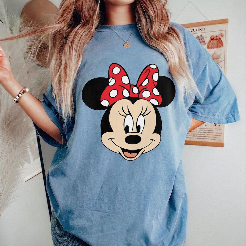 Comfort Colors® Minnie Mouse T Shirt, Disney Minnie Shirt, Minnie Checkered Shirt, Disney Gift Shirts, Disney Shirts Kids, Minnie Shirt Blue Jean