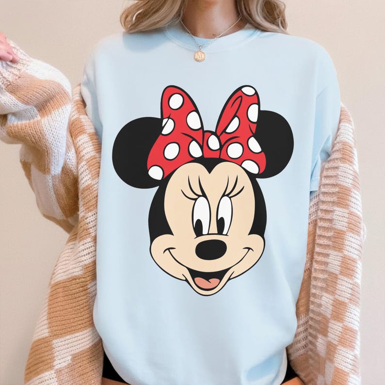Comfort Colors® Minnie Mouse T Shirt, Disney Minnie Shirt, Minnie Checkered Shirt, Disney Gift Shirts, Disney Shirts Kids, Minnie Shirt Chambray