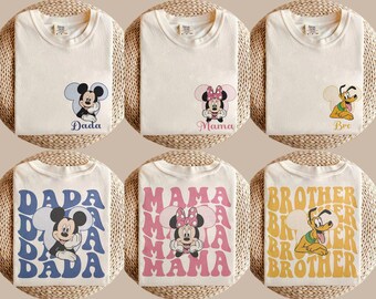 Disney Mickey & Friends Family Shirt, Custom Mama And Dada Matching T-Shirt, Family Vacation Tee, Disneyland Goofy Donald Sweatshirt