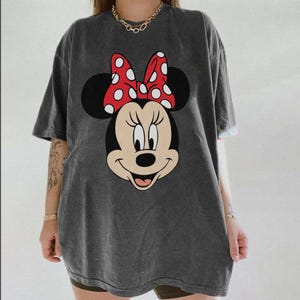 Comfort Colors® Minnie Mouse T Shirt, Disney Minnie Shirt, Minnie Checkered Shirt, Disney Gift Shirts, Disney Shirts Kids, Minnie Shirt Pepper/Asphalt