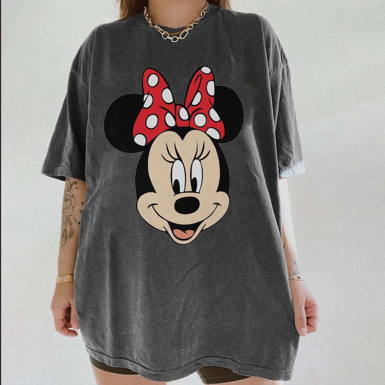 Comfort Colors® Minnie Mouse T Shirt, Disney Minnie Shirt, Minnie Checkered Shirt, Disney Gift Shirts, Disney Shirts Kids, Minnie Shirt Pepper/Asphalt