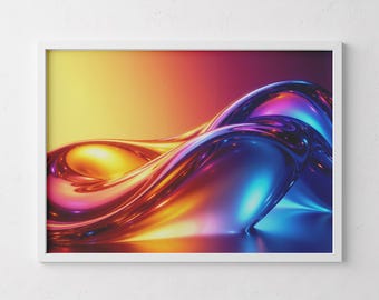 Looking Glass | Abstract Art Digital Print Instant Download Modern Wall Decor Gradient Art Colorful Wave Printable Home Decor Unique Design