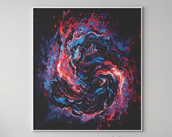 Galactic Spin | Unique Abstract Design Home Decor Slick Modern Piece Dark Mystique Space Stellar Night | PRINTABLE Digital Art Download