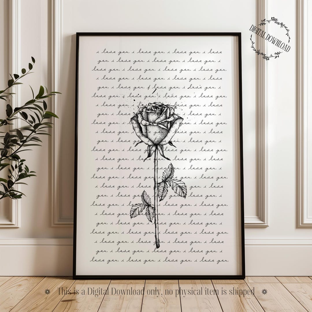 I Love You | Romantic Wall Art | Digital Download | Romantic Print ...